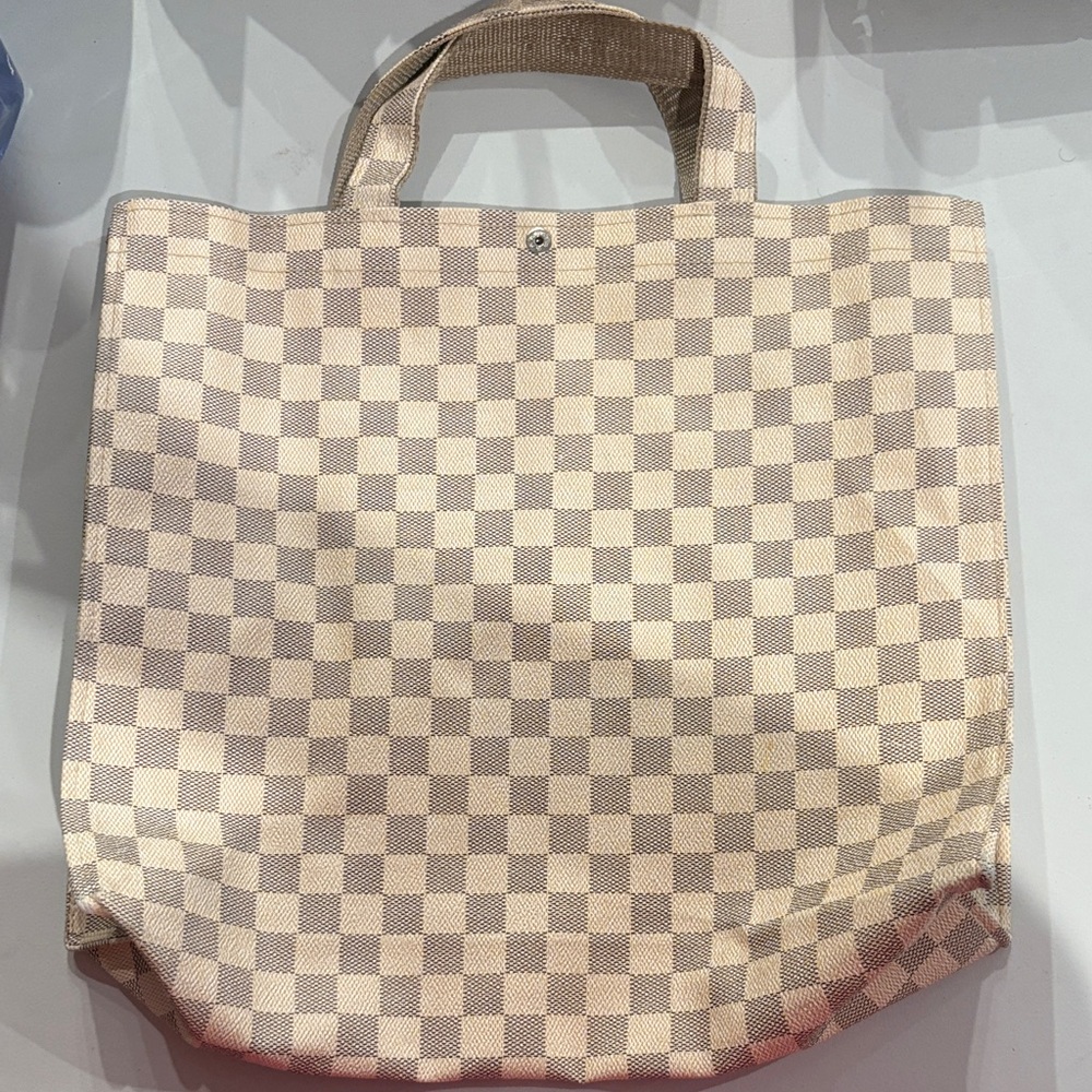 Checkered Beige Tote Bag